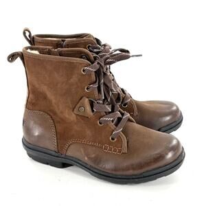 Ugg Hapsburg Combat Boots 6.5 Brown NWOT Ankle Booties Suede Leather Moto Sherpa